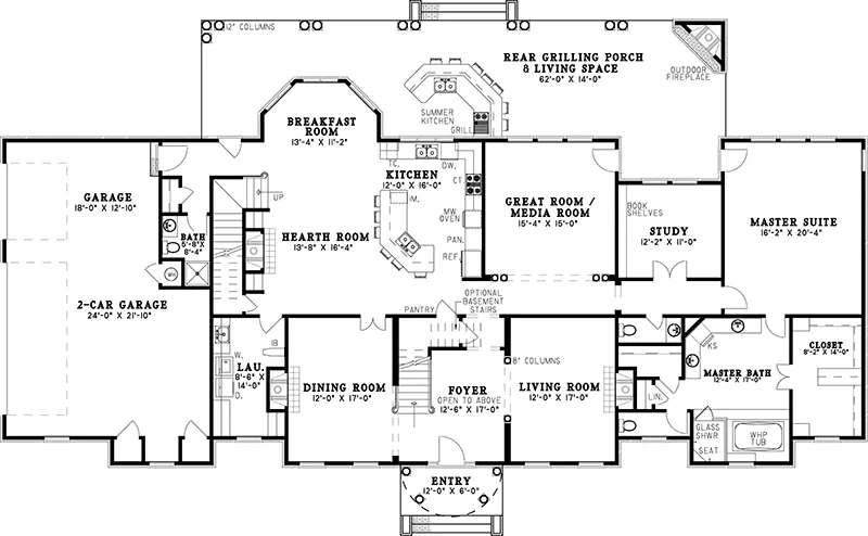 Greek Revival House Plan First Floor - Saltsburg Luxury Georgian Home 055S-0081 - Shop House Plans and More