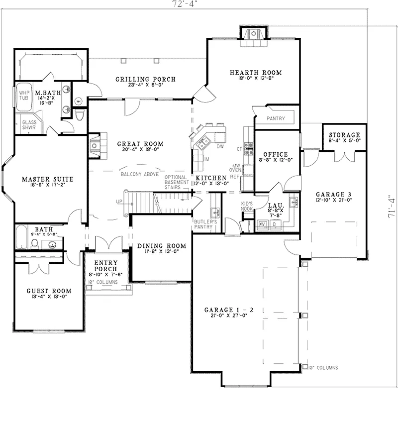 Arts & Crafts House Plan First Floor - Rhineland Manor Luxury Home 055S-0085 - Shop House Plans and More