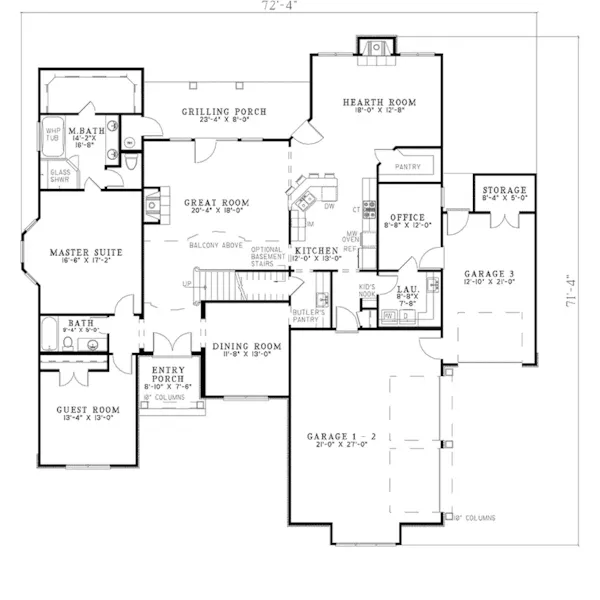 Shingle House Plan First Floor - Rhineland Manor Luxury Home 055S-0085 - Shop House Plans and More