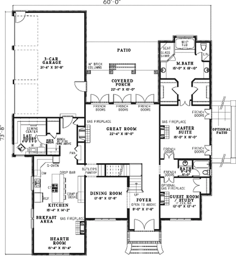 European House Plan First Floor - Stratton Manor European Home 055S-0086 - Shop House Plans and More