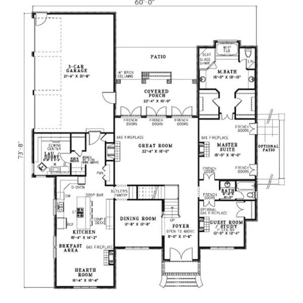 Country French House Plan First Floor - Stratton Manor European Home 055S-0086 - Shop House Plans and More