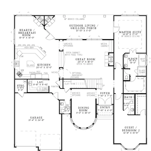 Traditional House Plan First Floor - Randleman European Home 055S-0101 - Shop House Plans and More