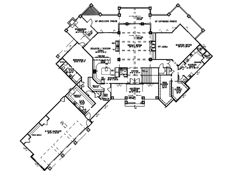 English Cottage House Plan First Floor - Heidelburg Manor European Home 055S-0103 - Search House Plans and More