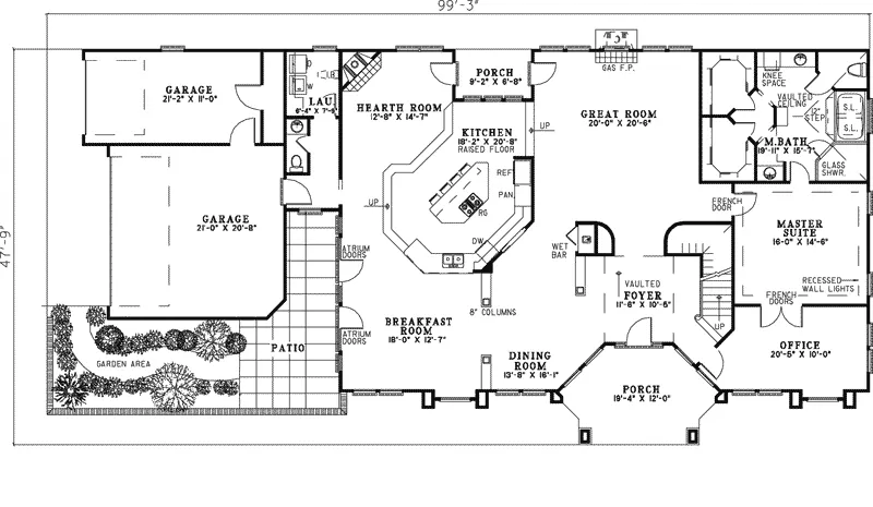 Prairie House Plan First Floor - Forest Path Luxury Home 055S-0105 - Search House Plans and More