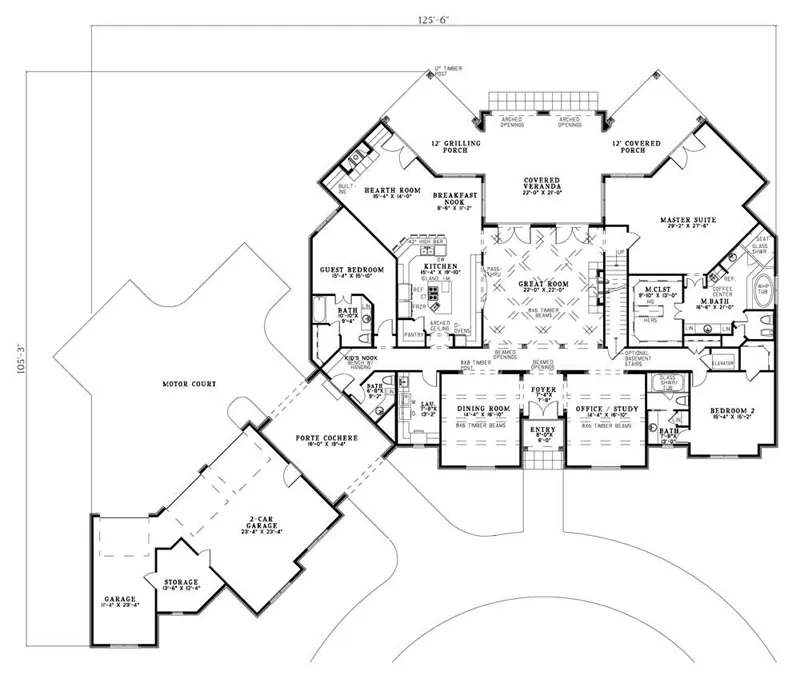 Luxury House Plan First Floor - Fanchon Luxury Home 055S-0107 - Search House Plans and More