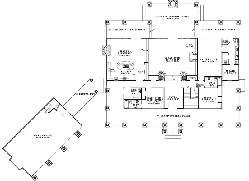 Arts & Crafts House Plan First Floor - Enzo Manor Luxury Rustic Home 055S-0112 - Search House Plans and More