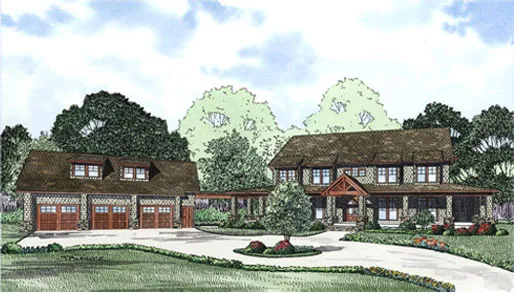 Arts & Crafts House Plan Front Image - Enzo Manor Luxury Rustic Home 055S-0112 - Search House Plans and More