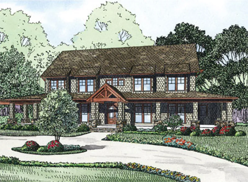 Arts & Crafts House Plan Front of Home - Enzo Manor Luxury Rustic Home 055S-0112 - Search House Plans and More