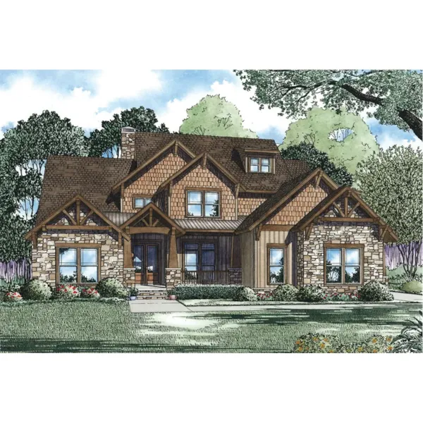 Arts & Crafts House Plan Front of Home - Middlebrook Shingle Luxury Home 055S-0113 - Shop House Plans and More