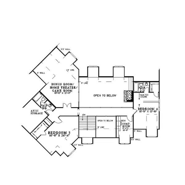 Arts & Crafts House Plan Second Floor - Apache Pass Luxury Home 055S-0115 - Search House Plans and More