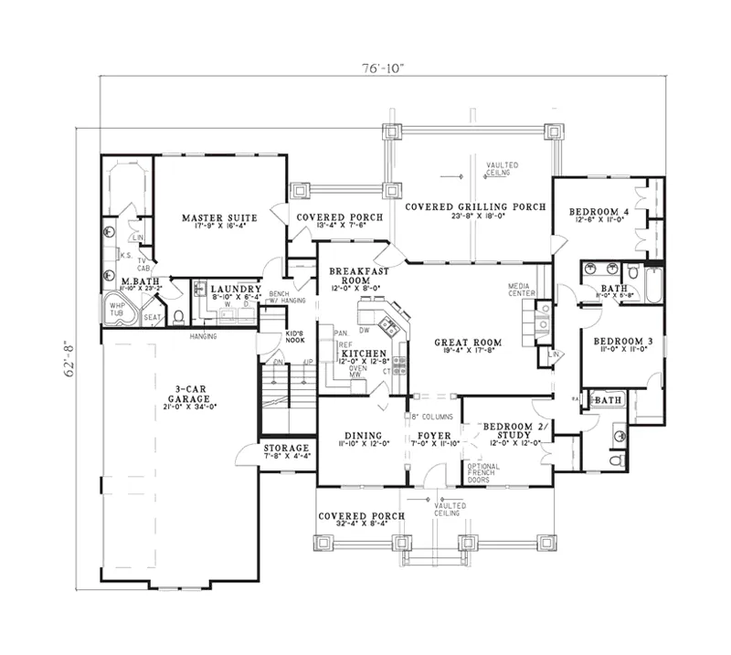 Arts & Crafts House Plan First Floor - Masterson Manor Luxury Home 055S-0117 - Shop House Plans and More
