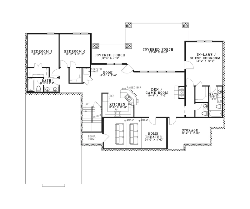 Arts & Crafts House Plan Lower Level Floor - Masterson Manor Luxury Home 055S-0117 - Shop House Plans and More