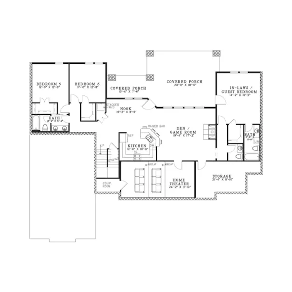 Arts & Crafts House Plan Lower Level Floor - Masterson Manor Luxury Home 055S-0117 - Shop House Plans and More