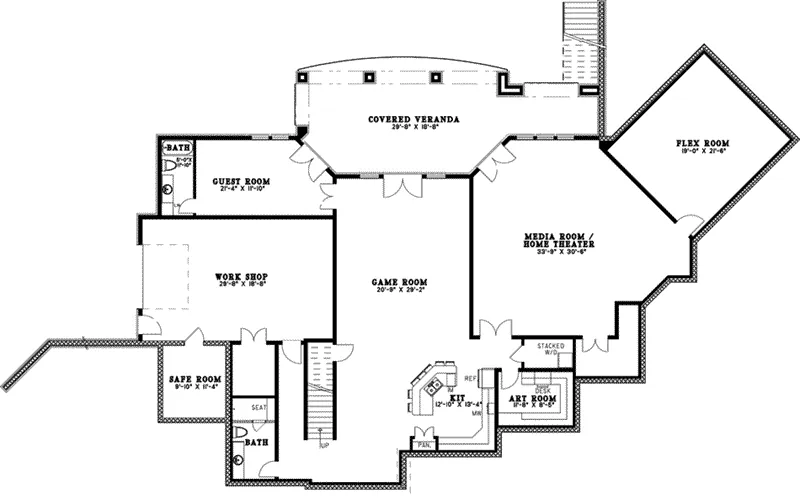 Luxury House Plan Lower Level Floor - Loren Manor Luxury Home 055S-0121 - Shop House Plans and More