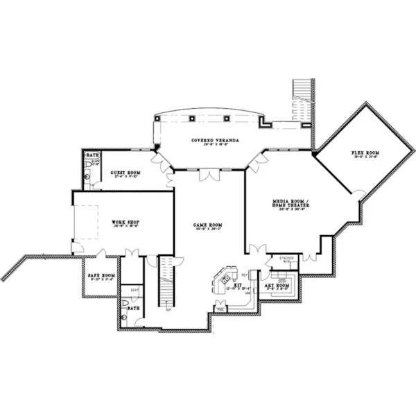 Luxury House Plan Lower Level Floor - Loren Manor Luxury Home 055S-0121 - Shop House Plans and More