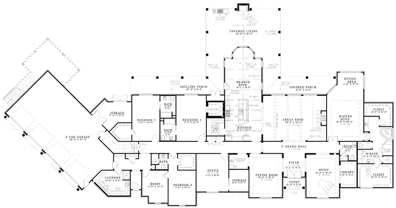 Early American House Plan First Floor - Niehaus Place European Home 055S-0123 - Shop House Plans and More
