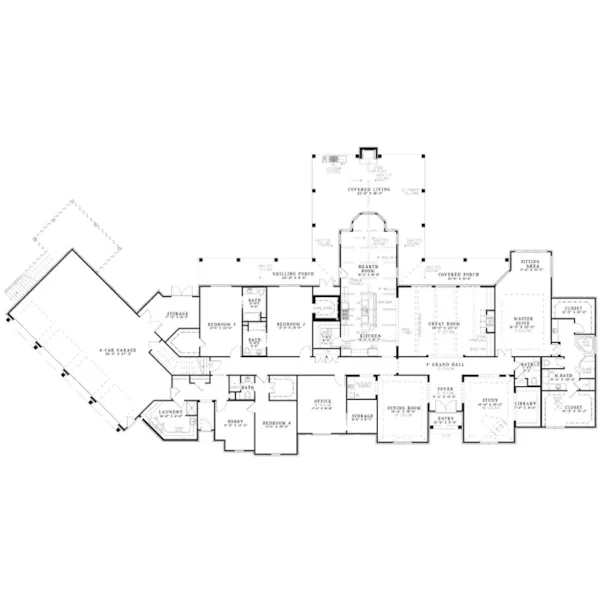 European House Plan First Floor - Niehaus Place European Home 055S-0123 - Shop House Plans and More