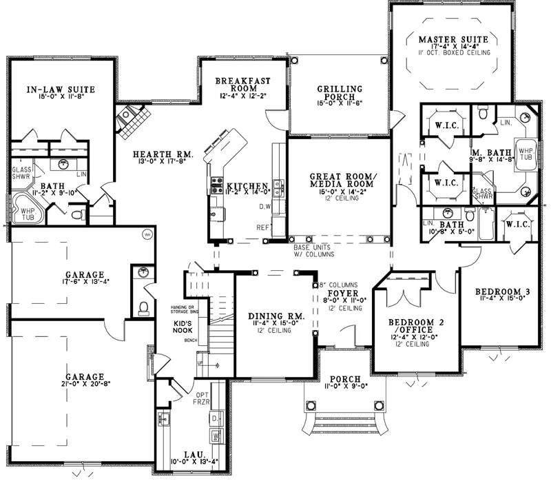 Traditional House Plan First Floor - Leighton Manor Ranch Home 055S-0124 - Shop House Plans and More