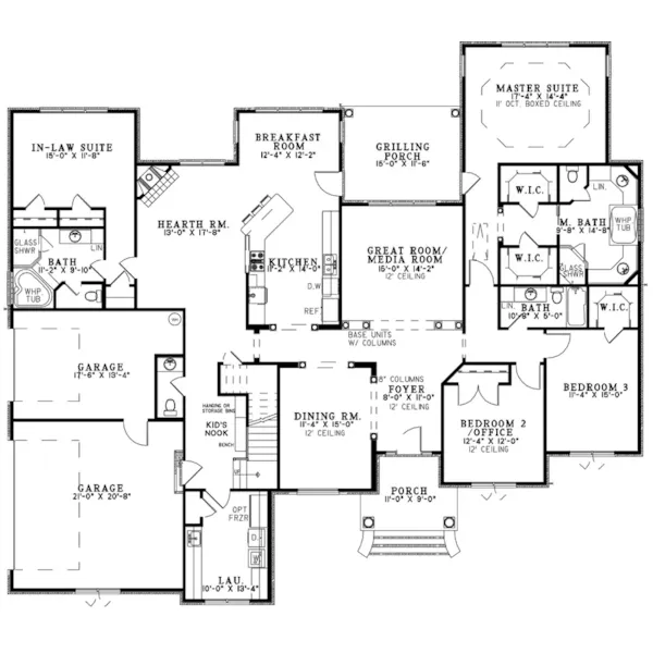 Traditional House Plan First Floor - Leighton Manor Ranch Home 055S-0124 - Shop House Plans and More