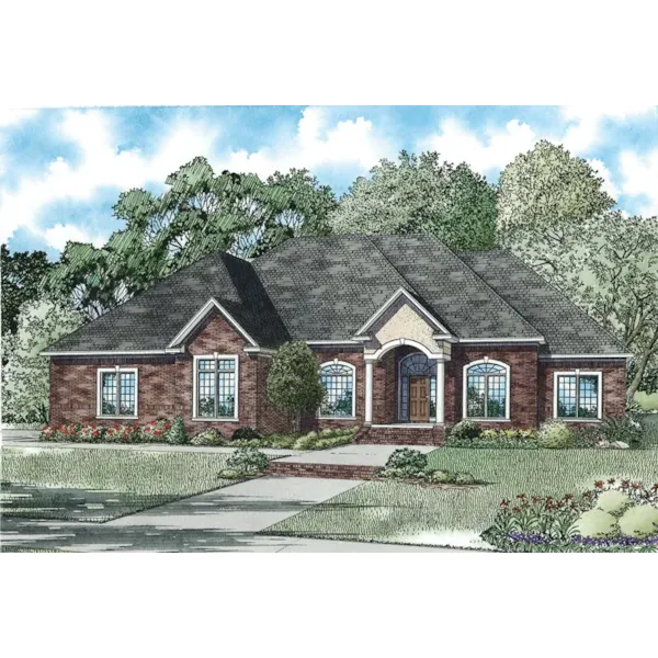 Traditional House Plan Front of Home - Leighton Manor Ranch Home 055S-0124 - Shop House Plans and More