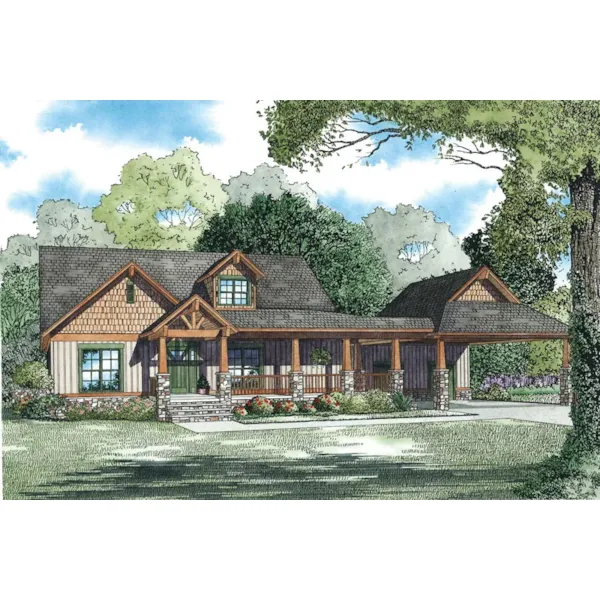 Rustic House Plan Front of Home - Raintree Manor Luxury Home 055S-0125 - Shop House Plans and More