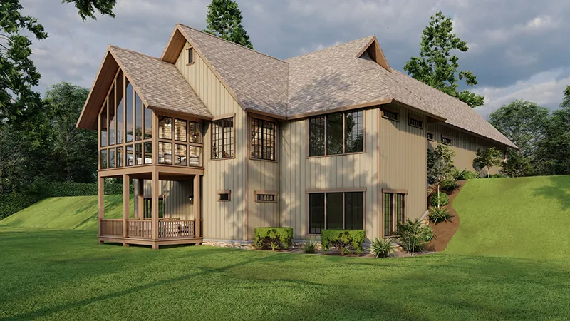 Arts & Crafts House Plan Rear Photo 02 - Trout Run Retreat Rustic Home055S-0129 | House Plans and More