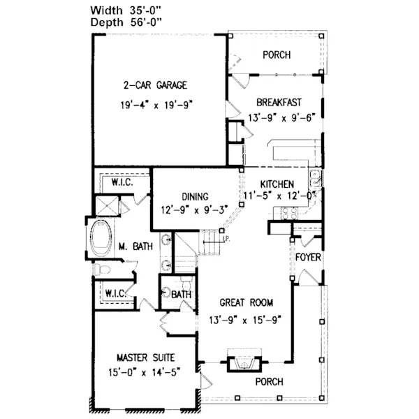 Country House Plan First Floor - Fawnridge Plantation Home 056D-0004 - Search House Plans and More