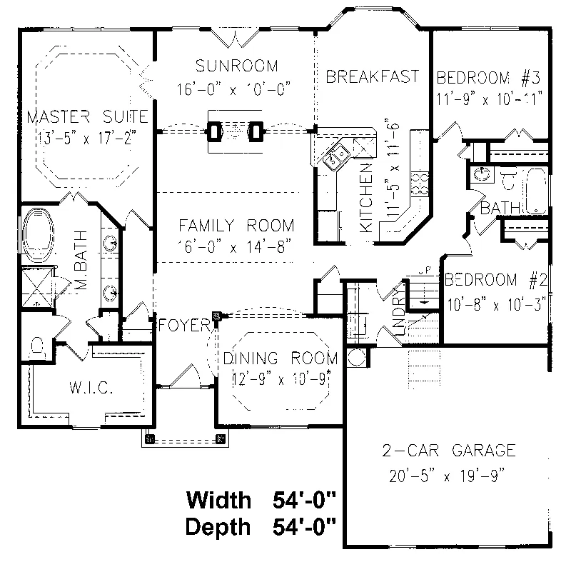 Ranch House Plan First Floor - McCandless Ranch Home 056D-0007 - Shop House Plans and More