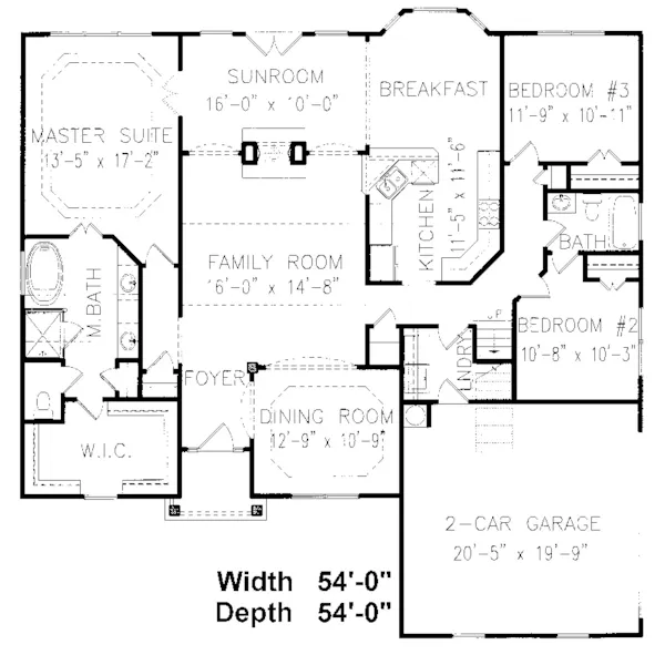 Ranch House Plan First Floor - McCandless Ranch Home 056D-0007 - Shop House Plans and More