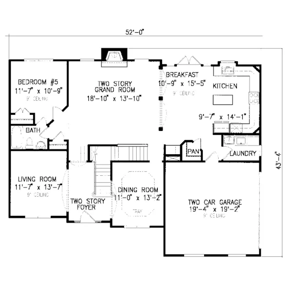 Traditional House Plan First Floor - Dubourg Traditional Home 056D-0019 - Search House Plans and More