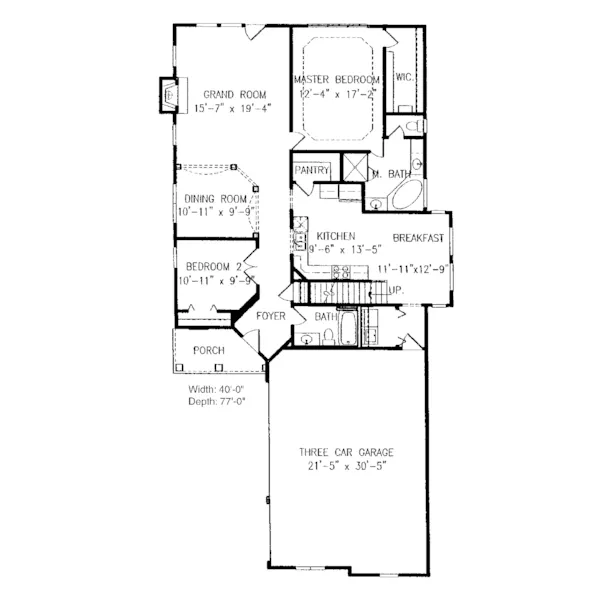 Ranch House Plan First Floor - Trevor Ranch Cottage Home 056D-0027 - Shop House Plans and More