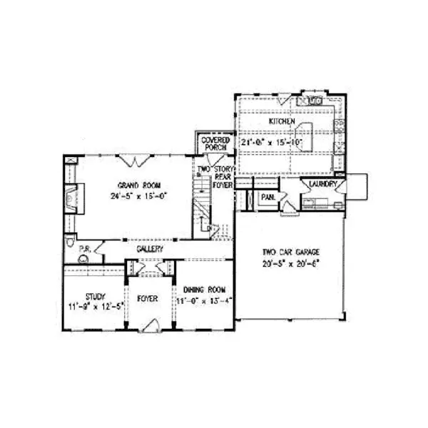 Traditional House Plan First Floor - Ballingen Georgian Style Home 056D-0032 - Search House Plans and More