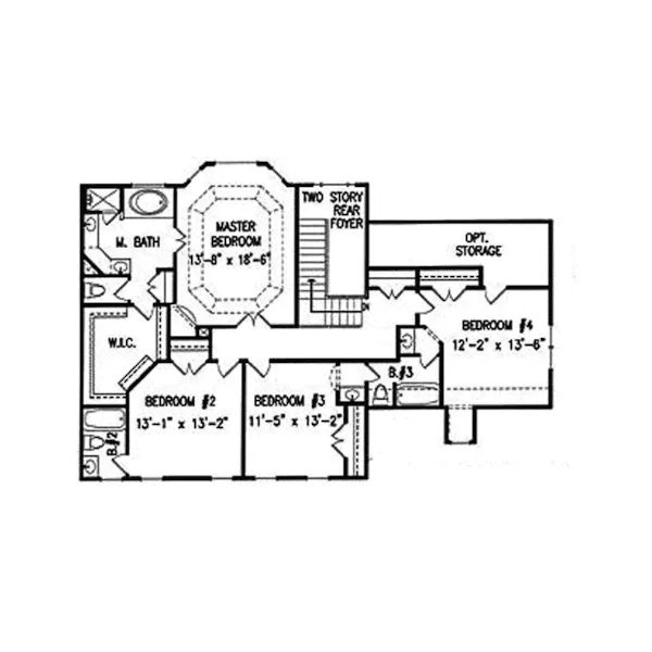 Traditional House Plan Second Floor - Ballingen Georgian Style Home 056D-0032 - Search House Plans and More