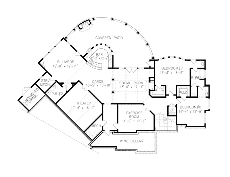 Traditional House Plan Basement Floor - Napier Country French Home 056D-0041 - Shop House Plans and More