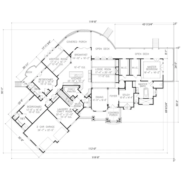 Vacation House Plan First Floor - Aztec Hill Vacation Home 056D-0042 - Search House Plans and More