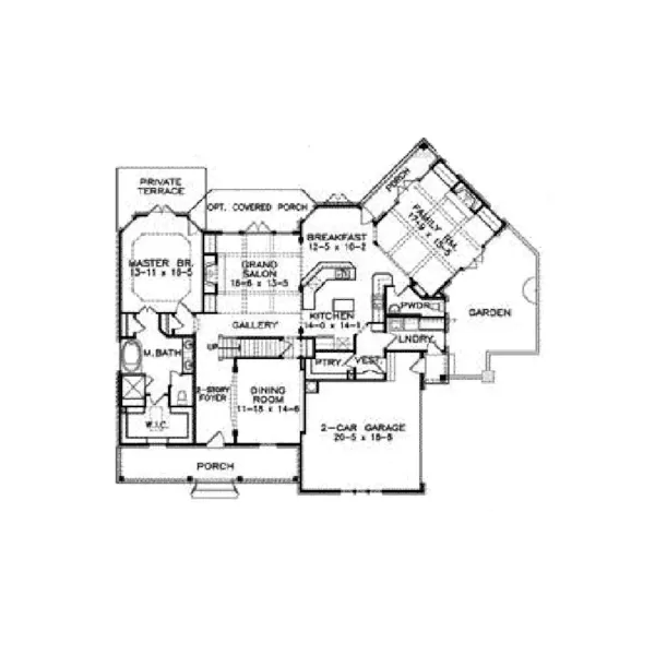 Country House Plan First Floor - Hillside European Home 056D-0043 - Search House Plans and More