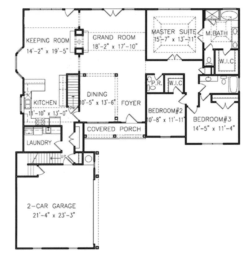 Ranch House Plan First Floor - 056D-0044 - Shop House Plans and More