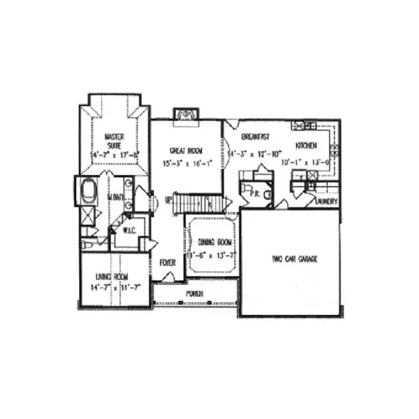 Country House Plan First Floor - Blarney Ranch Home 056D-0063 - Search House Plans and More