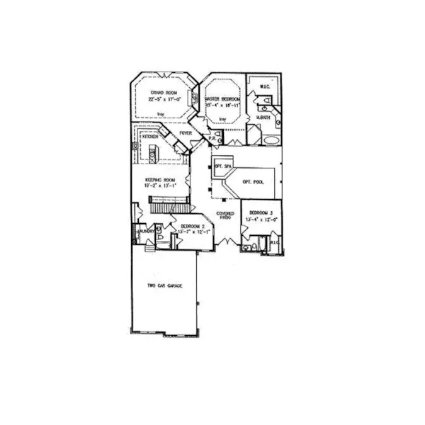 Arts & Crafts House Plan First Floor - Crumley Cove Rustic Ranch Home 056D-0066 - Search House Plans and More