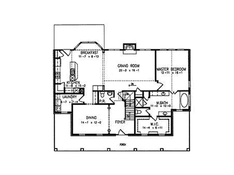 Cape Cod & New England House Plan First Floor - Melwood Southern Plantation Home 056D-0069 - Shop House Plans and More