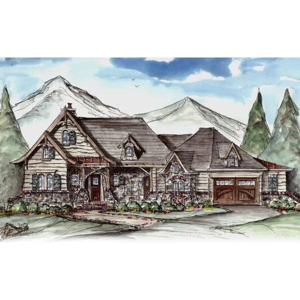 Front of Home - Winter Mountain Rustic Home 056D-0071 - Shop House Plans and More