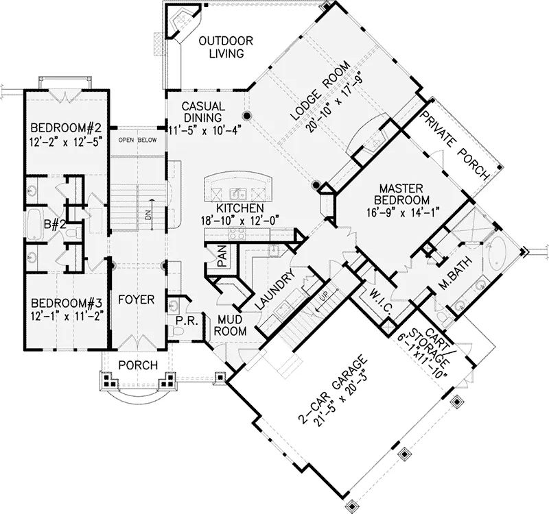 Mountain House Plan First Floor - 056D-0074 - Shop House Plans and More