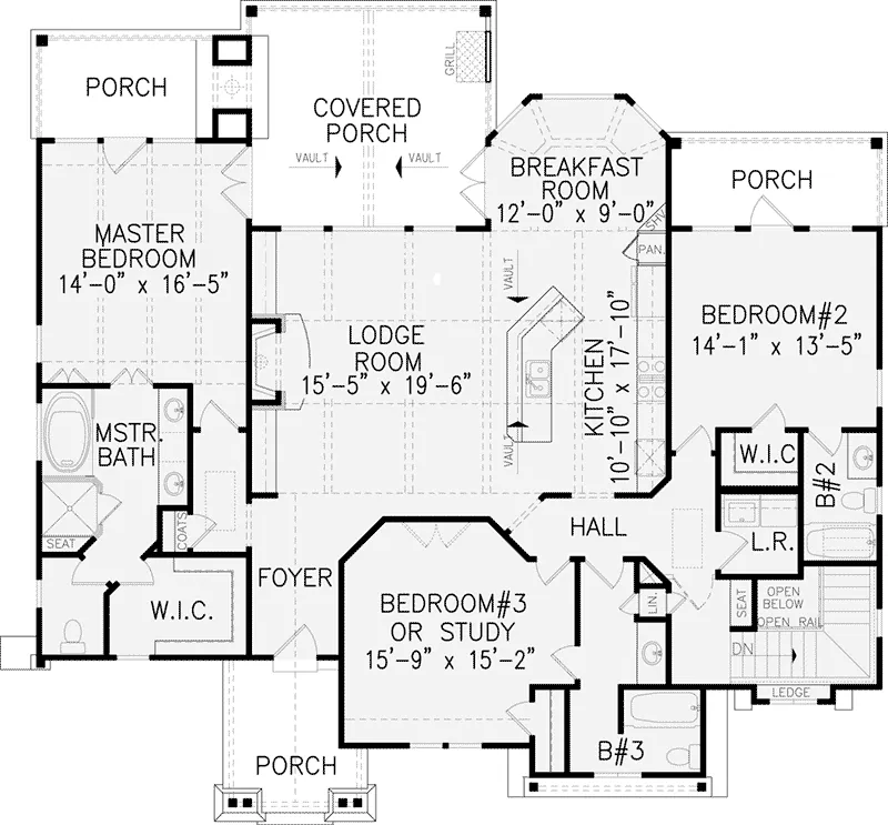 Craftsman House Plan First Floor - Bernard Creek Craftsman Home 056D-0075 - Search House Plans and More