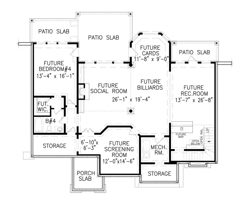 Craftsman House Plan Lower Level Floor - Bernard Creek Craftsman Home 056D-0075 - Search House Plans and More