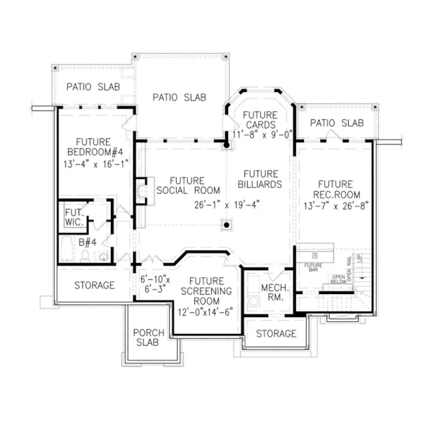 Ranch House Plan Lower Level Floor - Bernard Creek Craftsman Home 056D-0075 - Search House Plans and More