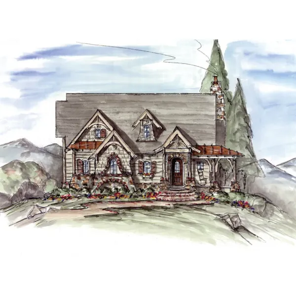 Mountain House Plan Front of Home - Copper Creek European Home 056D-0076 - Shop House Plans and More