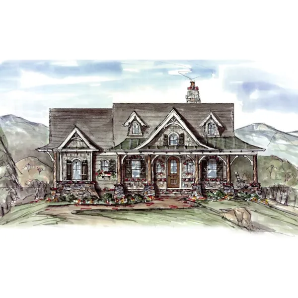 Rustic House Plan Front of Home - Dylan Cove Craftsman Home 056D-0077 - Search House Plans and More