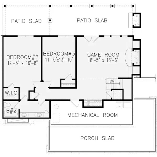 Ranch House Plan Lower Level Floor - Dylan Cove Craftsman Home 056D-0077 - Search House Plans and More