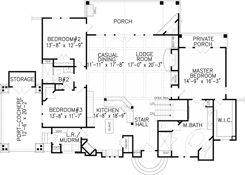 Mountain House Plan First Floor - Farris Hollow European Home 056D-0078 - Search House Plans and More