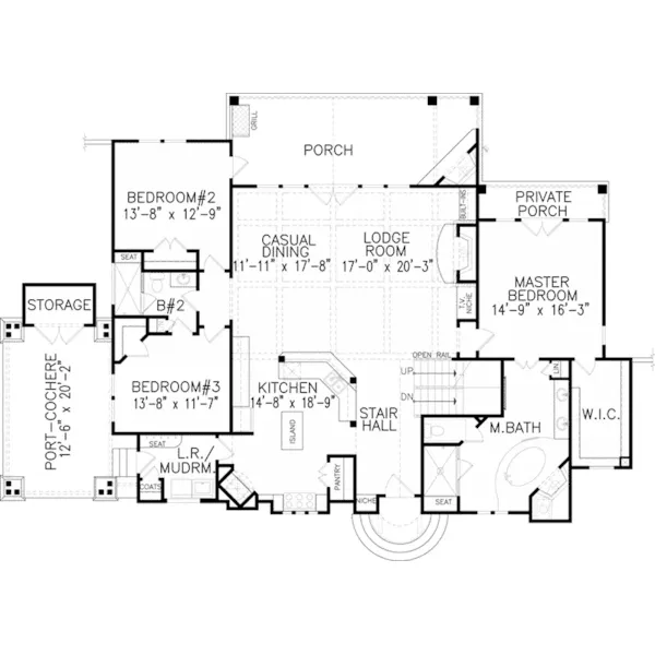 Mountain House Plan First Floor - Farris Hollow European Home 056D-0078 - Search House Plans and More